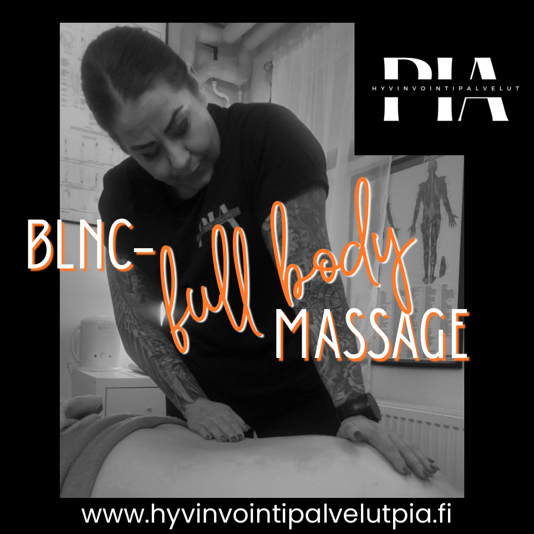 BLNC FULL BODY-massage rentouttaa koko kropan täydelliseen tilaan. Pia Vainikka työskentelemässä kyseisen ieronan parissa.
